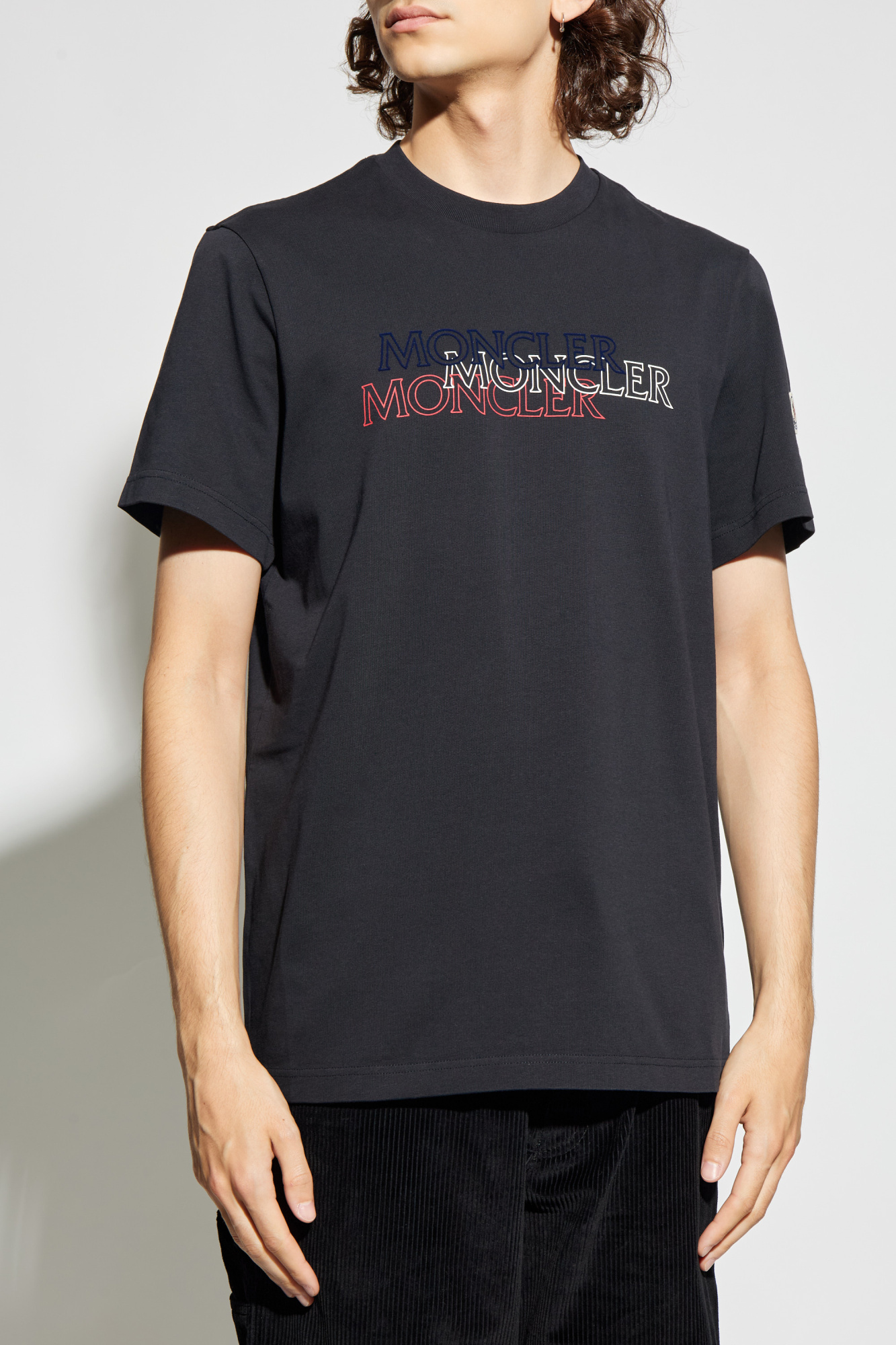 モンクレールＴシャツ˚✧₊⁎❝᷀ົཽ≀ˍ̮ ❝᷀ົཽ⁎⁺˳✧༚ Black T-shirt with patches Moncler - Vitkac AS